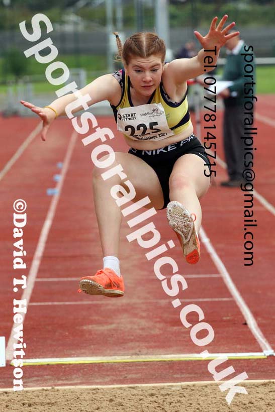 Women and Girls long jump, 2021 North Eastern Track and Field Champs., Middesbrough. Photo: David T. Hewitson/Sports for All Pics